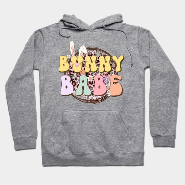 Bunny Babe Leopard Print Groovy Easter 2024 Trendy Hoodie by JDVNart